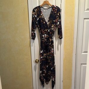 Floral Wrap Dress with Asymmetrical Hemline